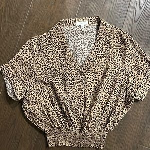 BP. leopard short sleeve top with cinched waist band